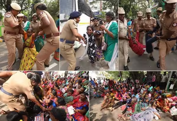 தி.மு.க ஆட்டம் காலி: 400 துாய்மை பணியாளர்களை கைது செய்து சிறையில் அடைத்துள்ளது